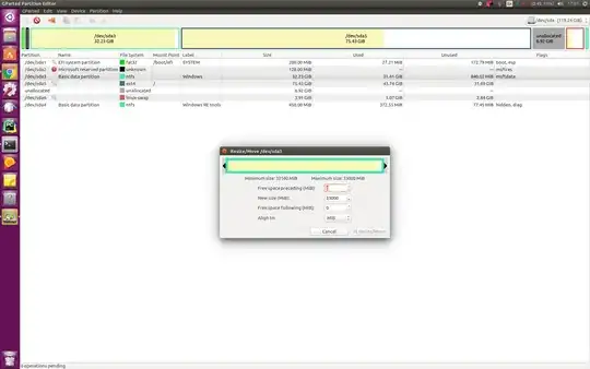 screenshot from gparted