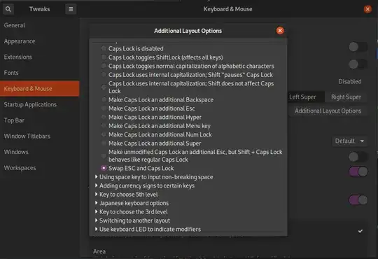 Screenshot of the tweak tools settings