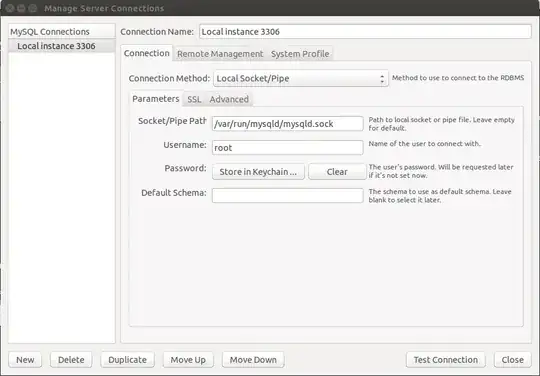 Root connection settings mysql-workbench.