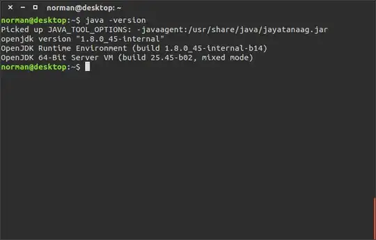 "java -version" terminal output