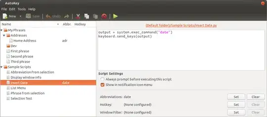 Screenshot of settings in AutoKey