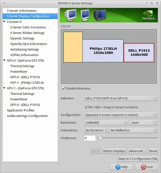 NVidia configuration window