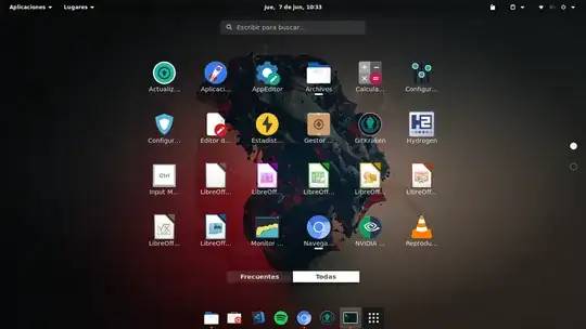 Apps aplication menu screenshot