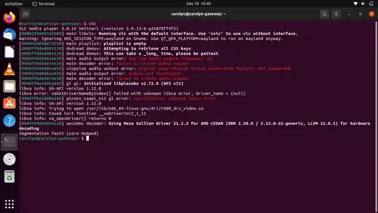 Screenshot of terminal displaying error message