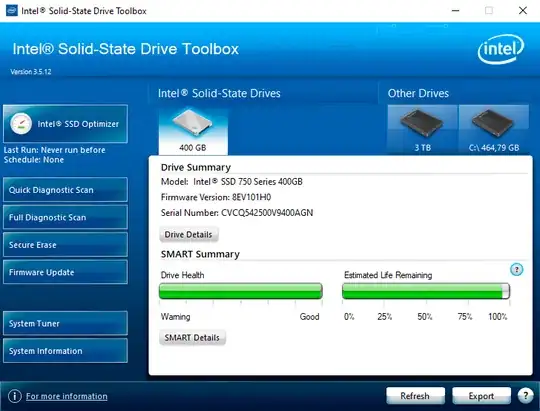 Intel SSD Toolbox summary