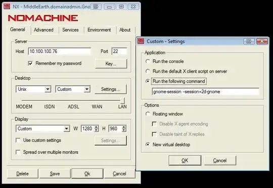 NX Client Configuration dialogue