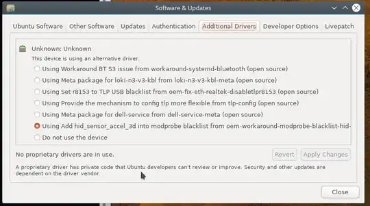 Screenshot of my additional drivers tab