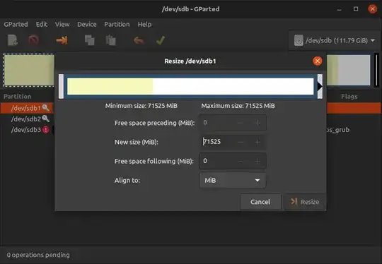 parameters set in Resize dialog but button is greyed out