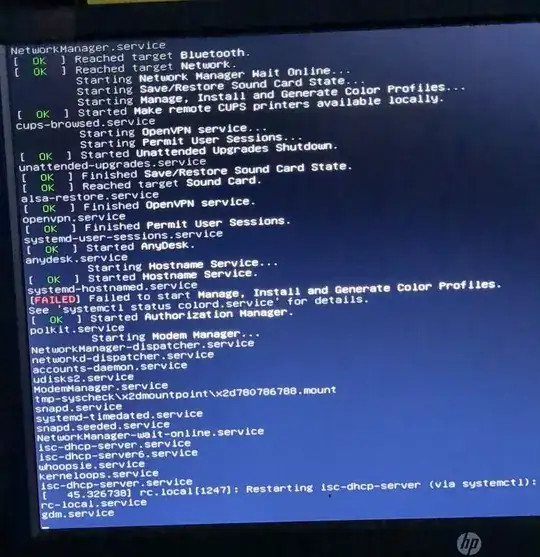 photo of a screen showing verbose boot