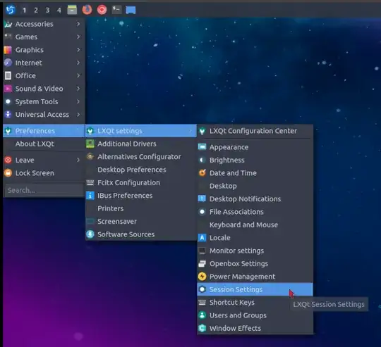 Menu > Preferences > LXQt settings > Session Settings