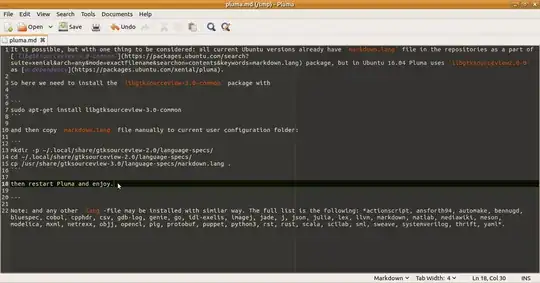 Markdown is highlighted in Pluma 1.12.2