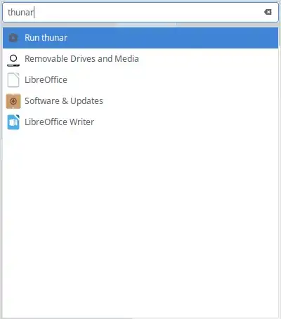 Only the option to run thunar shows up