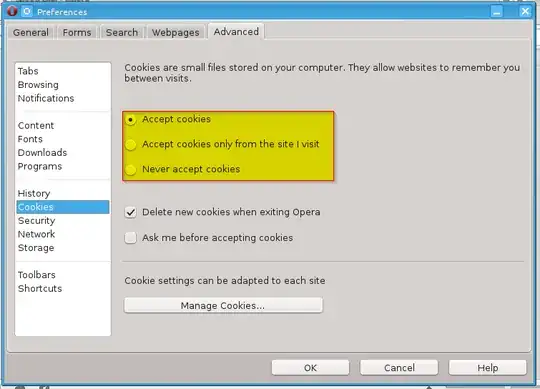 Opera cookie preferences