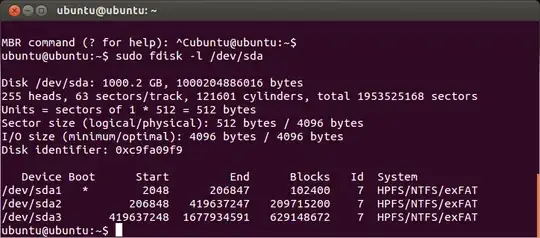 Sudo fdisk -l /dev/sda