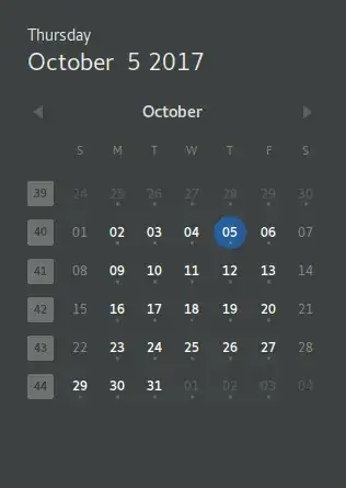 Calendar with week numbers