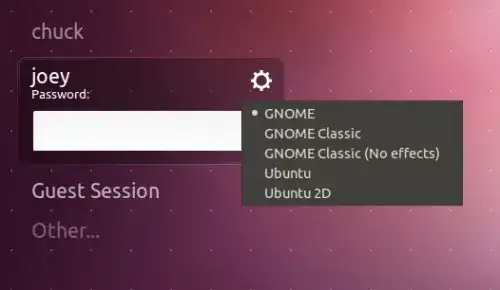 LightDM login screen