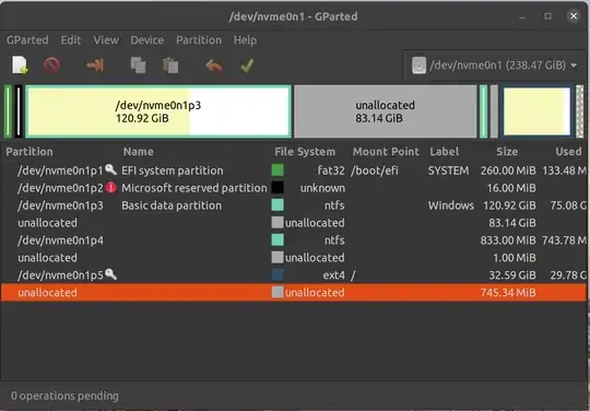 Screenshot of GParted