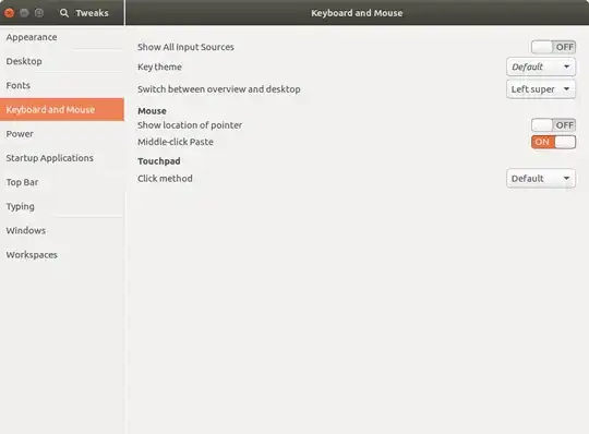 Gnome tweak tool on keyboard/mouse tab