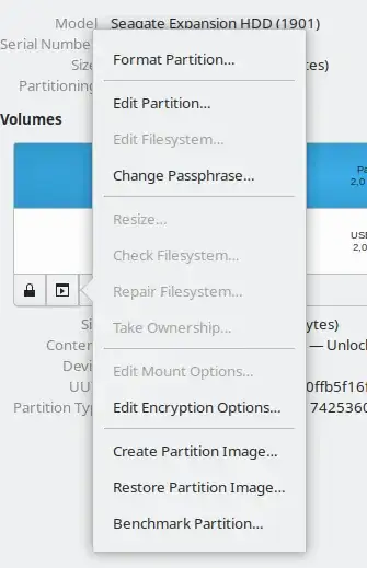 change passphrase in gnome disks GUI tool