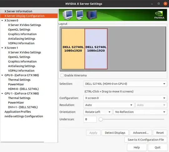 Nvidia X Server setup