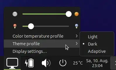 Display indicator setting to pick color scheme