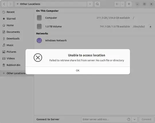 Just in case someone asked what happens if I clicked on "Windows Network"