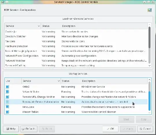 KDE service manager windows