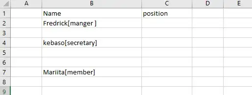 EXCEL SNIPPET OFMY DATA