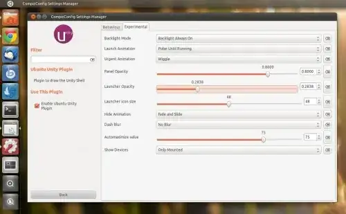 Screenshot of ccsm with launcher opacity setting