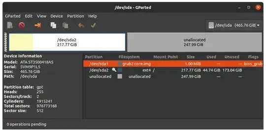 Here is the new HDD geometry as reported by gparted.