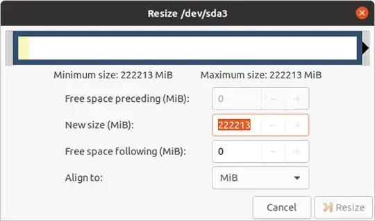 Screenshot of resize window