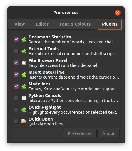 Gedit preferences