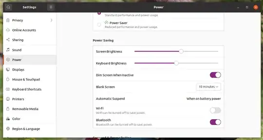 Settings - Power - Keyboard Brightness