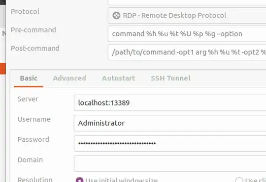 settings required on Basic tab for remmina 1.4