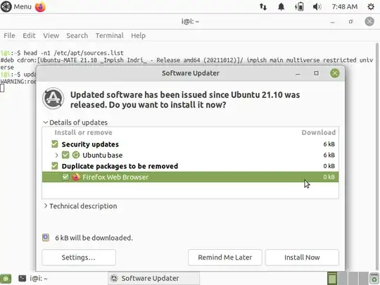 update-manager is going to remove deb-package of Firefox