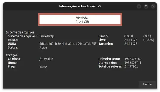 Gparted screenshot swap flag successfully added