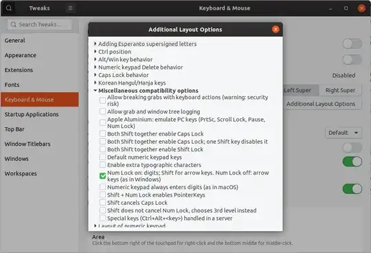 Gnome Tweak Tool Config