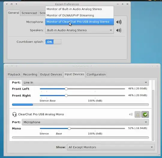 Kazam preferences and Input Devices volume control
