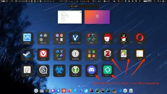 Applications grid with black borders around apps and folders
