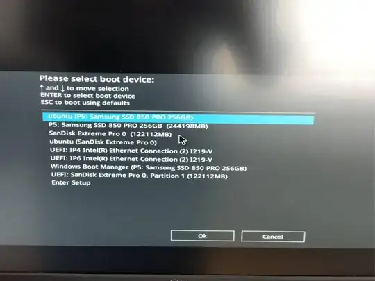 this Grub screen with the options needed