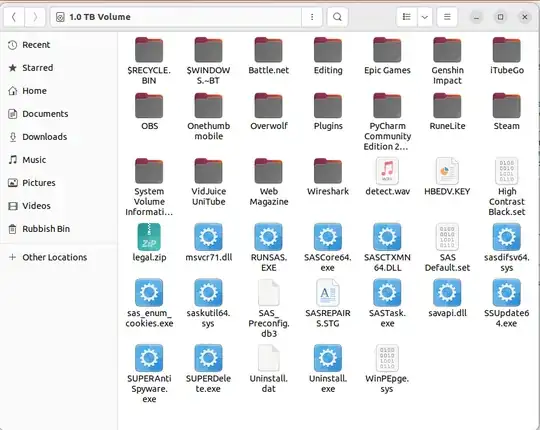 When I click on my other drive I see all these files that I had on my other PC from windows