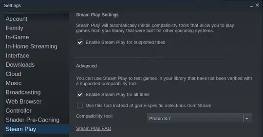 screenshot of the SteamPlay settings