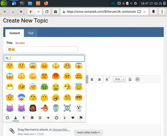 Epiphany running under OpenSUSE Budgie, demonstrating the emoji picker