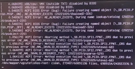 Here's an image of the error