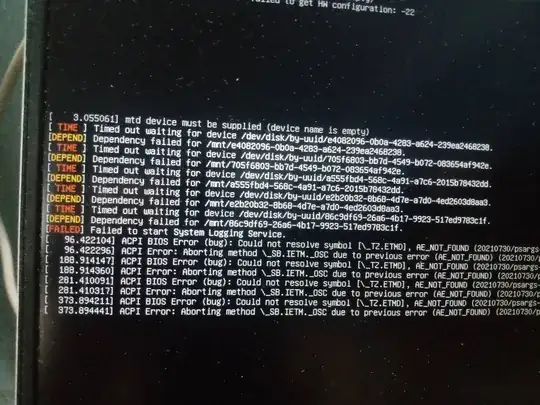 The text on this image says BIOS Error Could not resolve symbol l, AE NOT FOUND ACPI Error