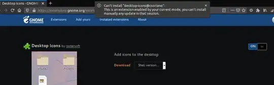 In Firefox, I am trying to install **Desktop Icons** made by Rastersoft.