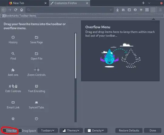 screenshot showing the Customize Firefox tab
