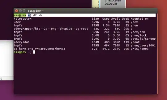 Output of df -h Output of df -h