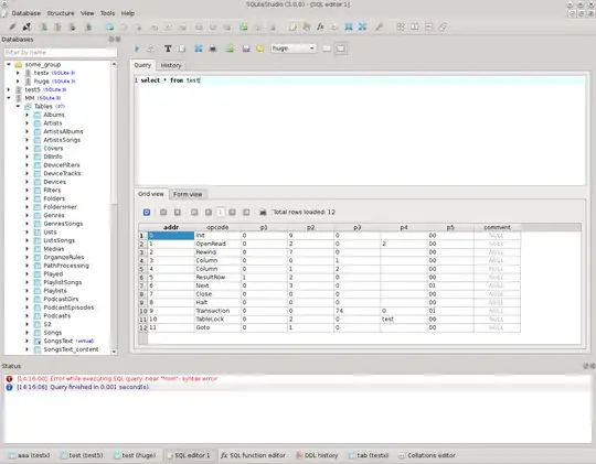 Screenshot of the SQLite Studio client