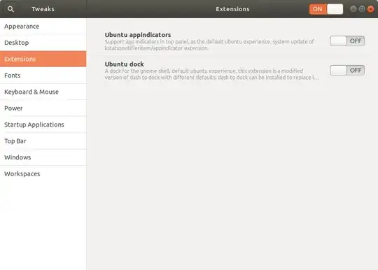 Tweaks/Extensions dialog